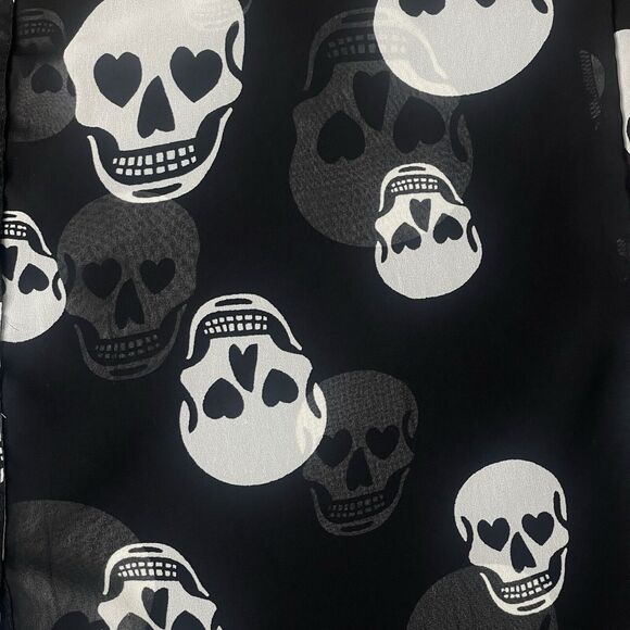Fun & Flirt Skull Button Down Womens Small Sheer Gothic Whimsigoth Heart - Picture 3 of 10
